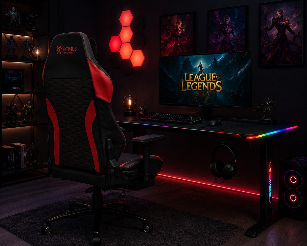 Setup gamer con silla Optimus Confort y escritorio RGB