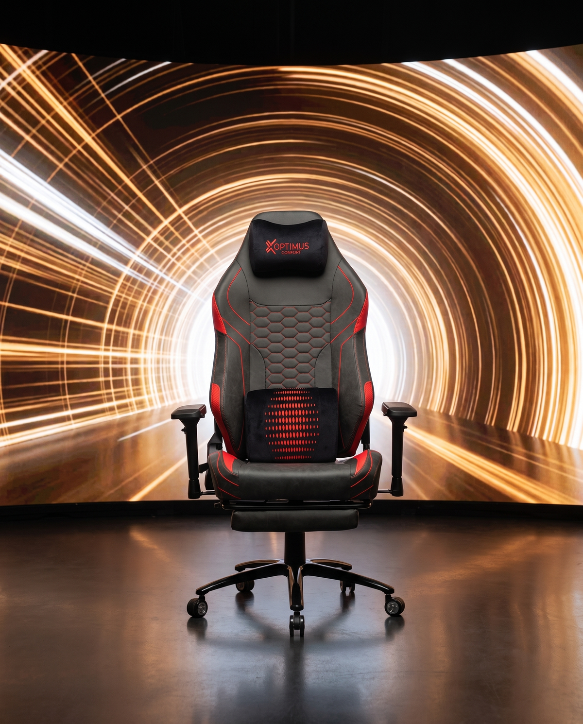 Silla gamer Evo Pro roja en set contraste